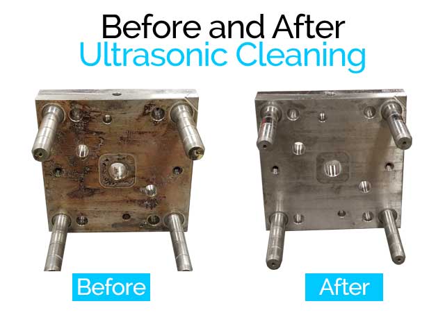 Before and After Ultrasonic Cleaning Injection Molds